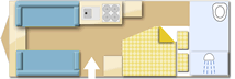 Bailey Unicorn Valencia 2019 Caravan layout
