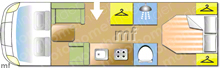 Dethleffs Trend T7057 DBM 2019 Motorhome layout\