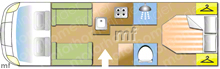 Bessacarr 599 LOUNGE 2018 Motorhome layout\