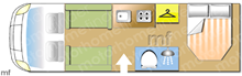 Elddis Encore 254 2018 Motorhome layout\