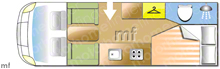 Bessacarr E560 2010 Motorhome layout\