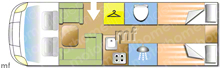 Dethleffs Trend T7057 EB 2018 Motorhome layout\
